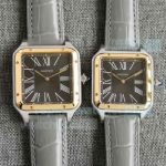 Swiss Clone Cartier Santos-Dumont Two tone Gold Grey Face 9015 Watch